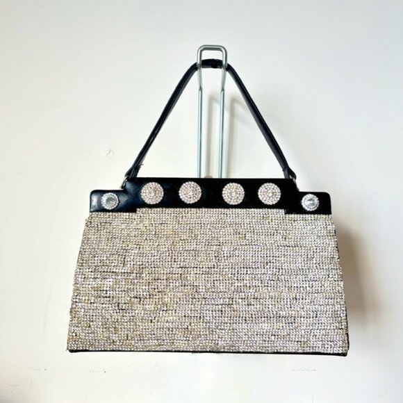 Handsome, Handmade, Recycled/Upcycled Embellished Vintage Purse with Loads of Rh - Picture 1 of 5